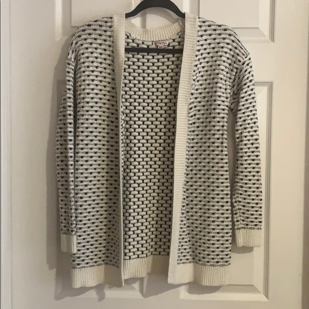 Black and White Knit Cardigan